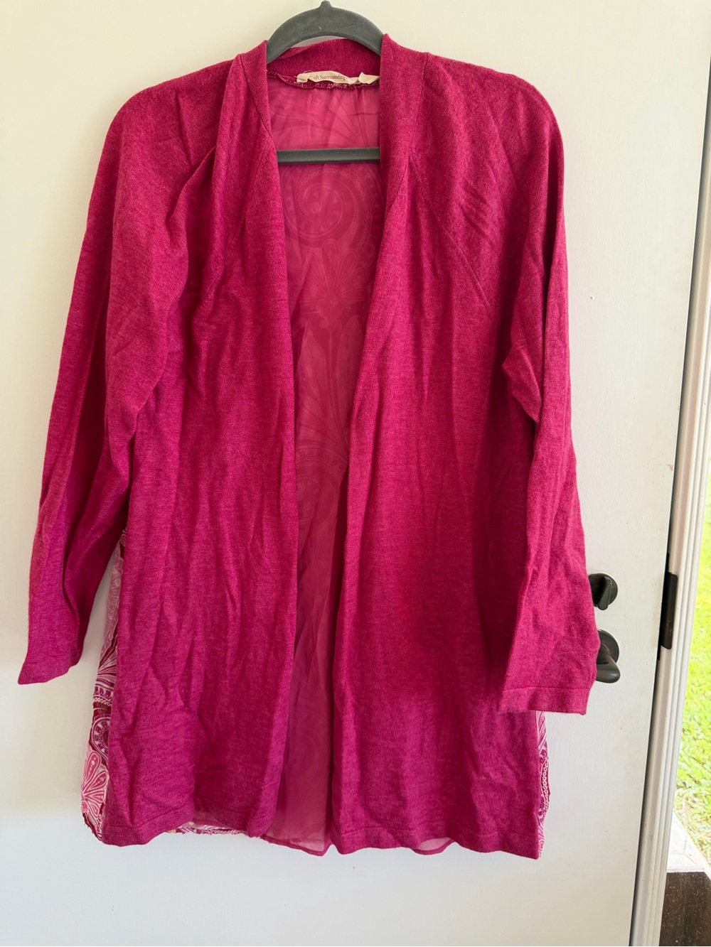Soft Surroundings open front long lined floral paisley cardigan fall